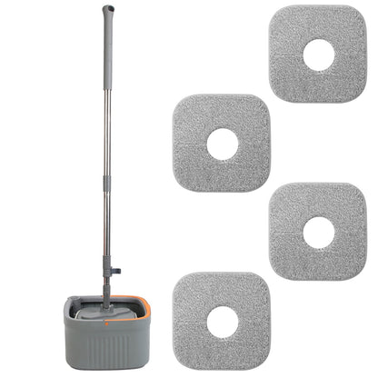 Spin Mop And Bucket System Includes Dual Compartment Mop Bucket 4Pcs Thick Washable Microfiber Mop Pads For Home Cleaning