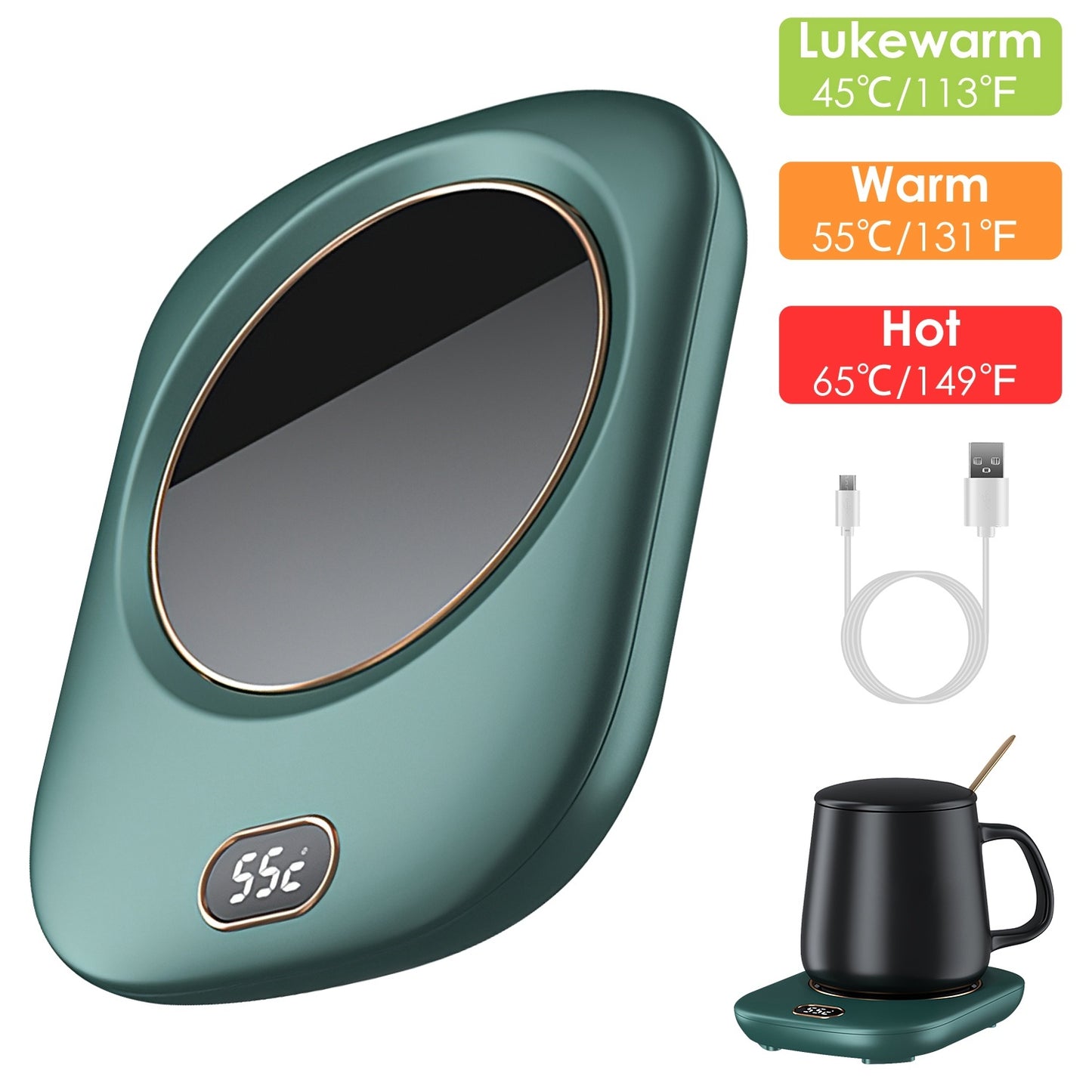 3 Color Options -- 1Pc Electric Coffee Mug Warmer For Desk Auto Shut Off USB Tea Milk Beverage Cup Heater Heating Plate For Office Home 3 Temperature Setting