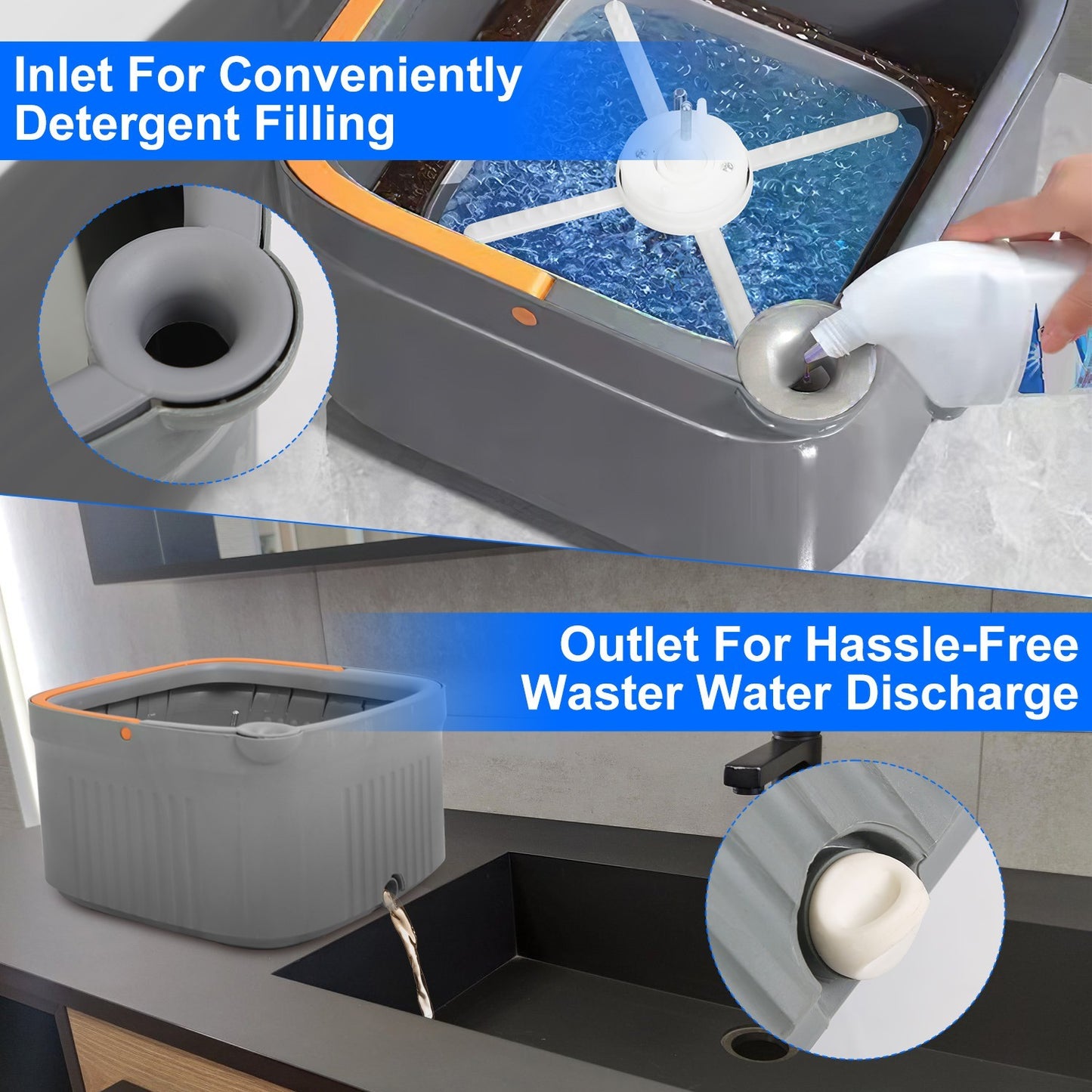 Spin Mop And Bucket System Includes Dual Compartment Mop Bucket 4Pcs Thick Washable Microfiber Mop Pads For Home Cleaning
