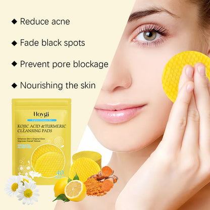 Turmeric Acid Cleansing Pad Face Skin Pore Cleansing Makeup Remover Gentle Exfoliating Cleansing Pad