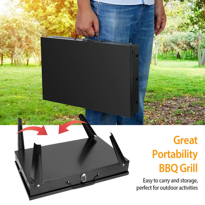 1Pc 16.7x10x17.7in Portable Charcoal Grill Foldable BBQ Suitcase Grill Shelf For Outdoor Camping Picnics Garden Grilling Fedex Shipping